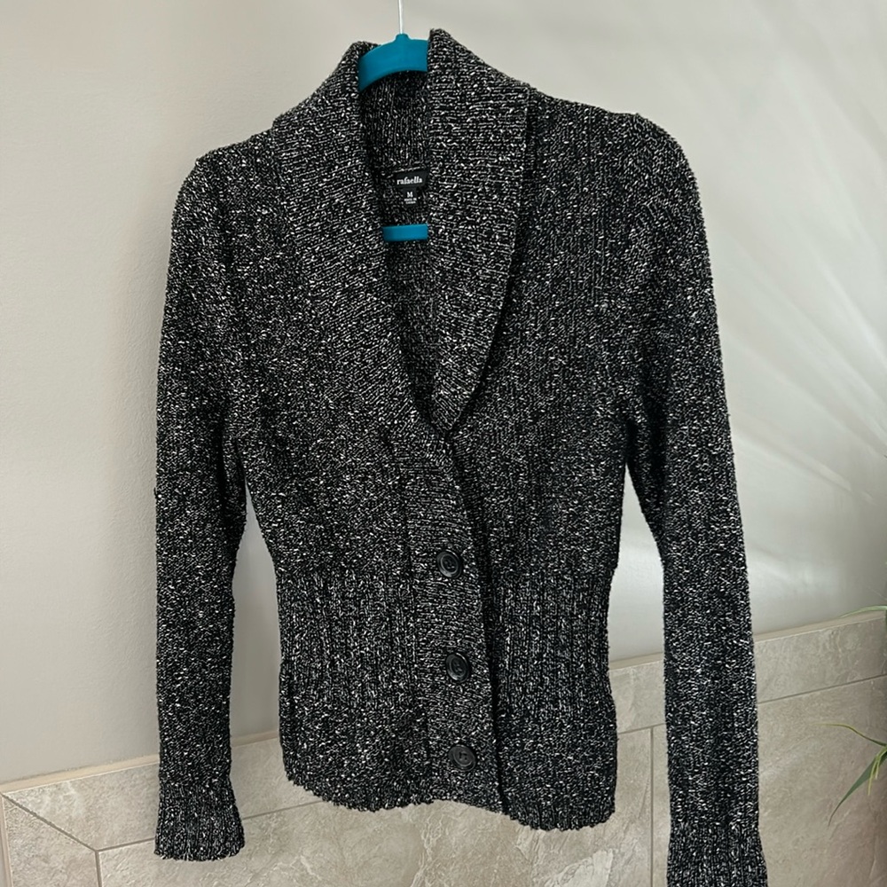 Rafaela Black & White Boucle Knit Sweater.